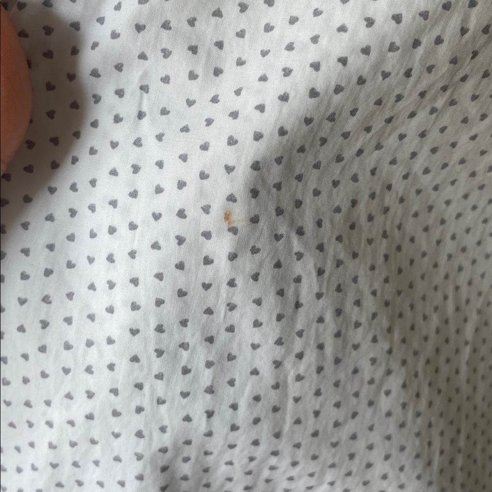 Frank & Eileen FRANK Heart Print Relaxed Button Up Cotton Shirt XS White Grey - Picture 6 of 10